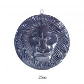 Hematite Lion Head 25mm Pendant